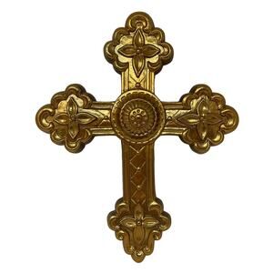 VINTAGE Home Interiors & Gifts GIA Inc Gold Hollywood Regency Resin Cross #8405
